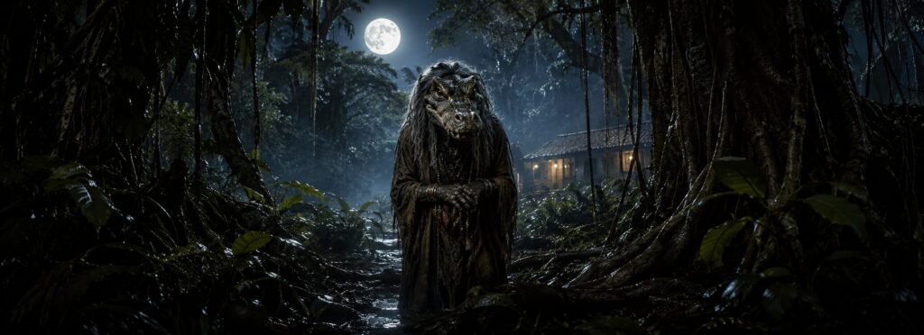 La Cuca observa desde la selva brasileña bajo la luz de la luna.