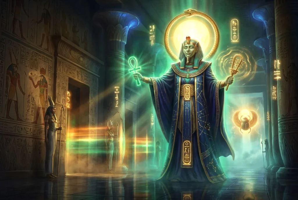 Amduat egipcio: representación del viaje nocturno del dios Sol Ra a través del mundo subterráneo en la mitología egipcia antigua