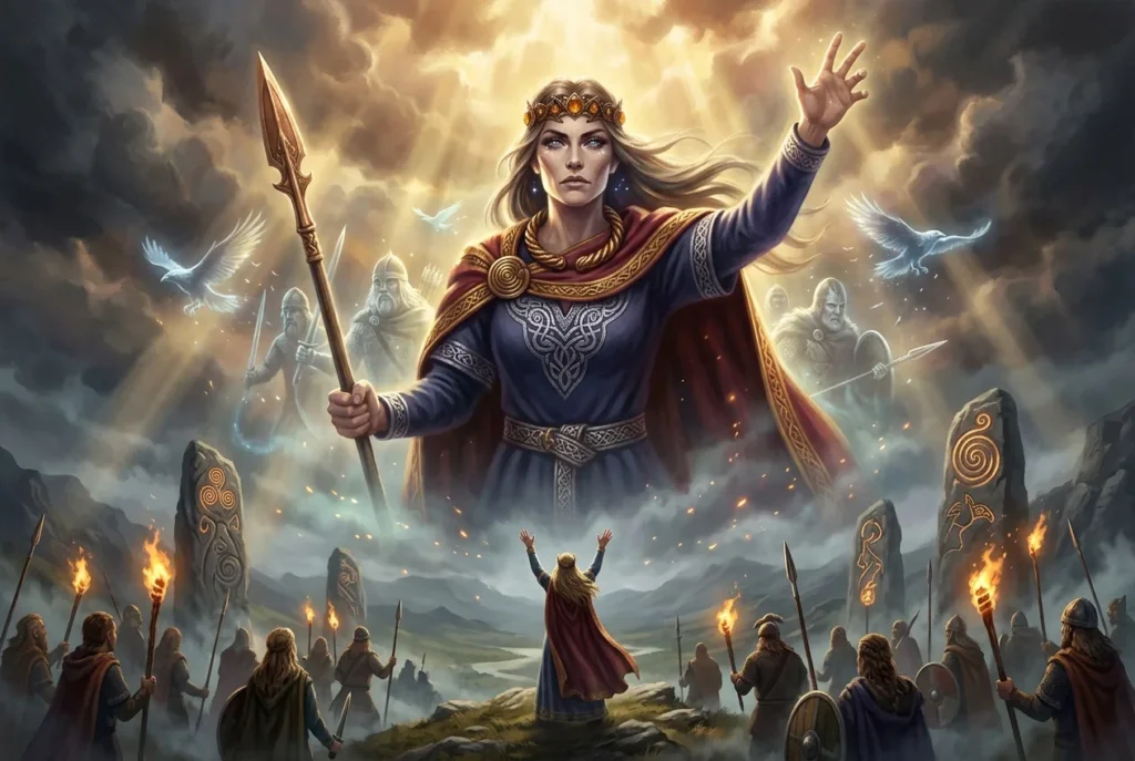 Andraste diosa celta de la victoria y la guerra, deidad de Britannia antigua en mitología celta