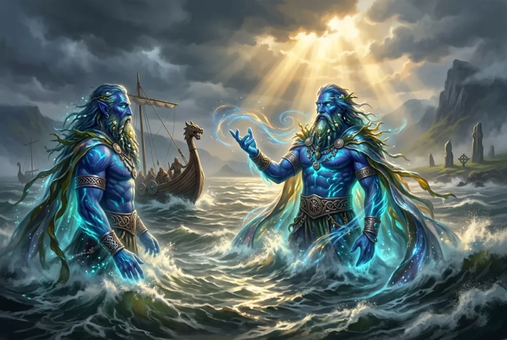 Blue Men of the Minch criaturas marinas mitología escocesa agua turquesa