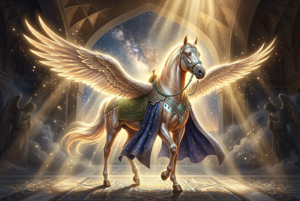 Burak criatura mitología islámica viaje celestial leyenda árabe