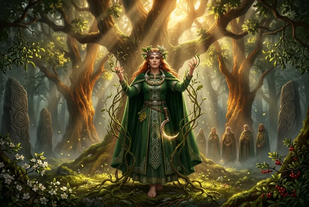Druantia, la Reina de los Druidas de la mitología celta, diosa de los árboles y la fertilidad en el bosque sagrado