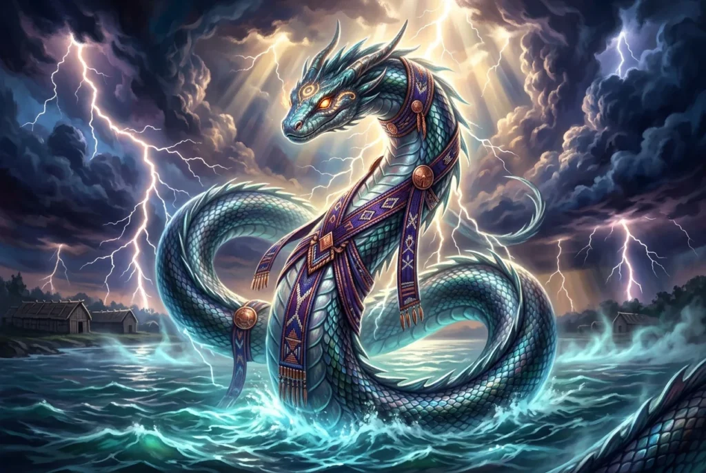 Gaasyendietha dragón del trueno mitología Seneca criatura legendaria americana