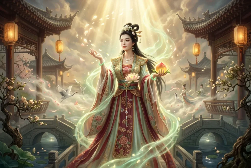 He Xiangu, la Inmortal de la Belleza y la Longevidad, una de las Ocho Inmortales de la mitología china