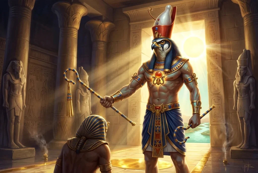 Horus dios halcón mitología egipcia antigua - deidad del cielo y protector de faraones