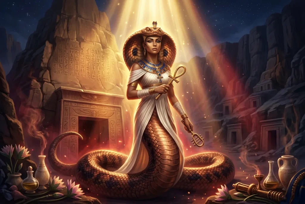 Meretseger diosa serpiente egipcia antigua protectora Valle de los Reyes mitología egipcia