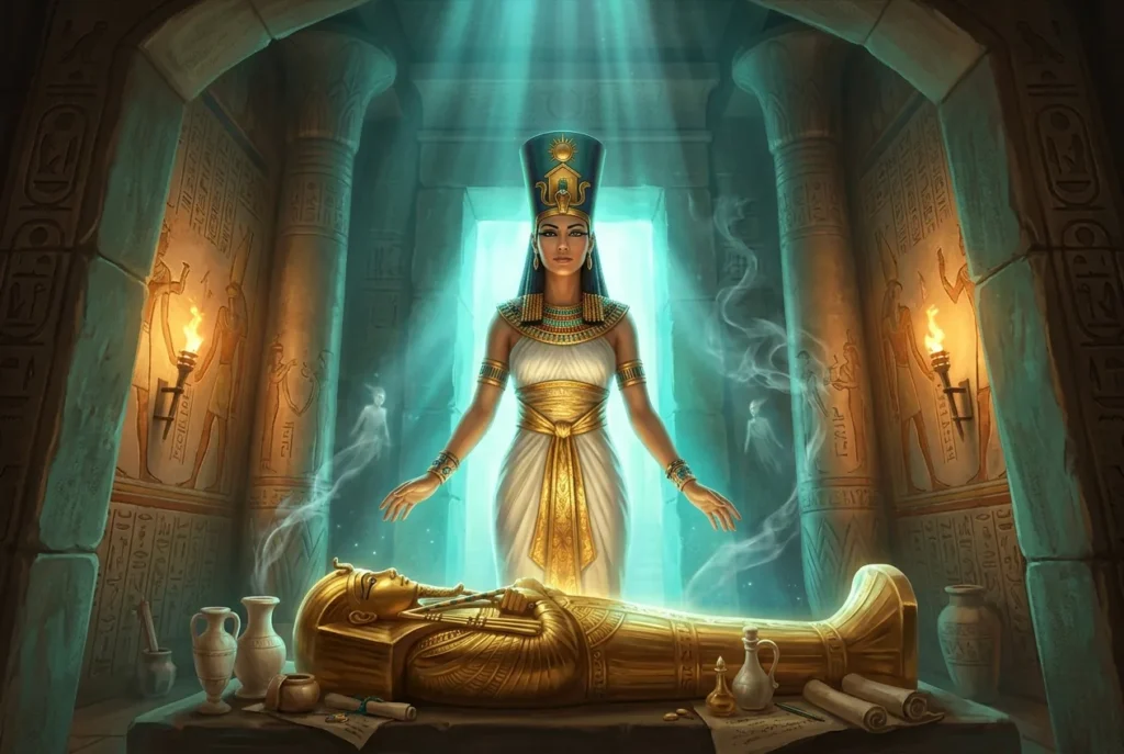 Nephthys diosa egipcia de la muerte y protectora de los muertos en la mitología egipcia antigua