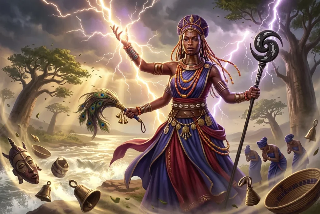 Oya orisha yoruba deidad africana de los vientos y tormentas, representación de transformación y poder