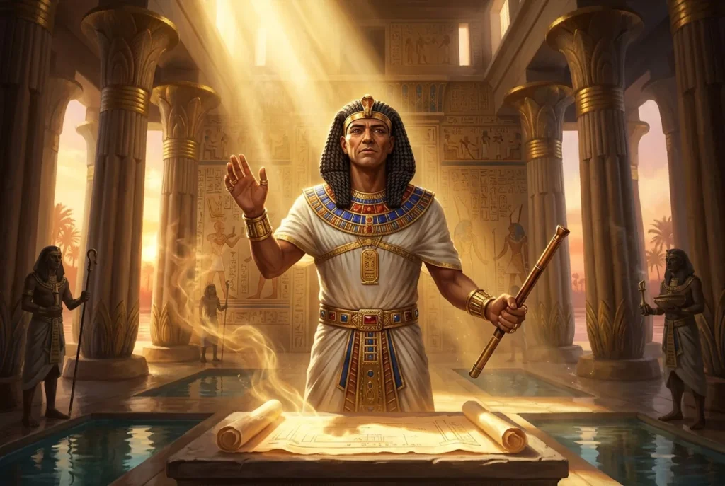 Senmuth figura legendaria de la mitología egipcia antigua, criatura y personaje mítico del antiguo Egipto