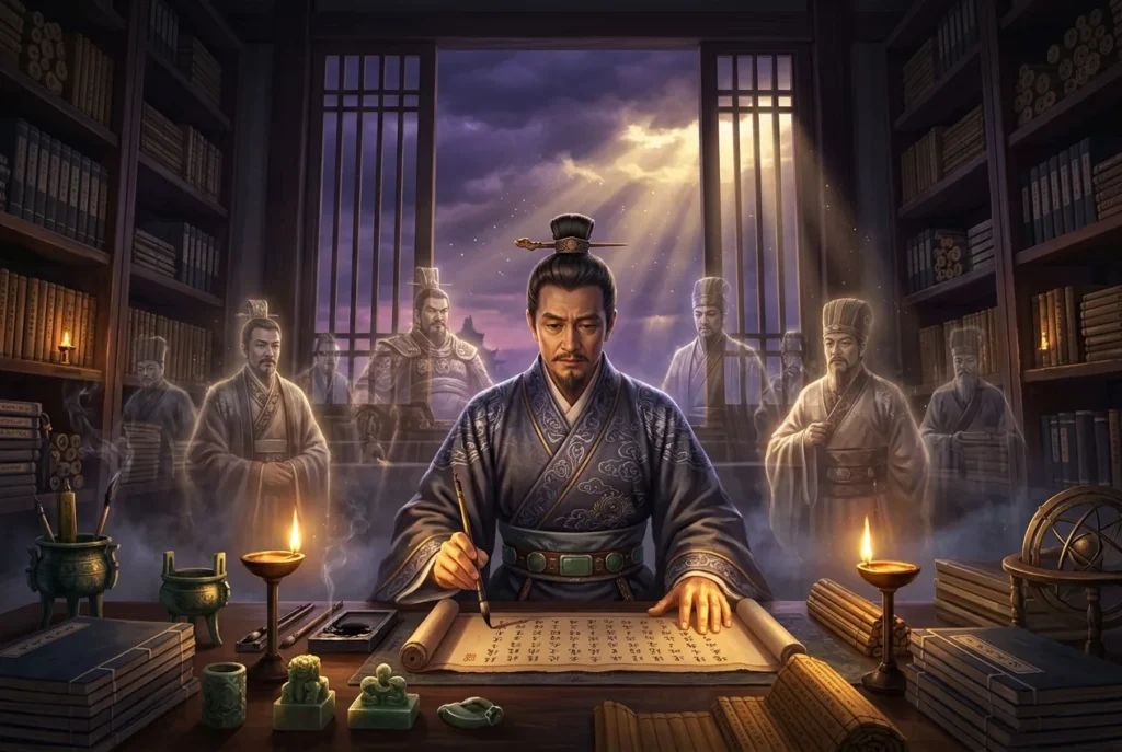 Sima Qian, Gran Historiador de la antigua China y autor del Shiji, retratado en mitología china