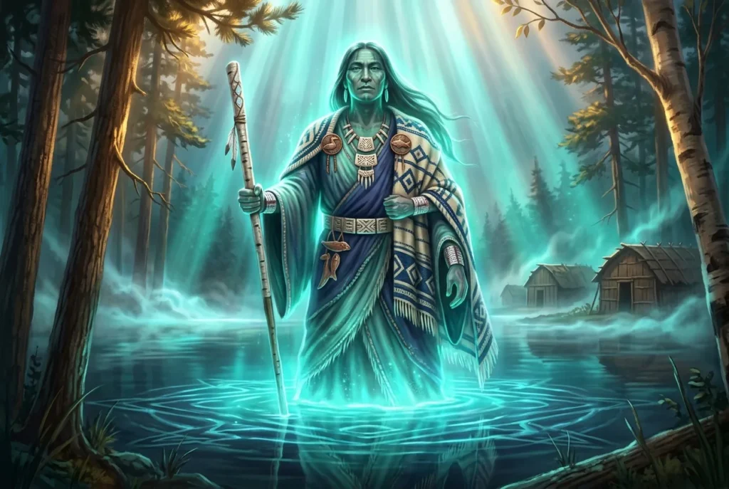 Wana-games-ak espíritu del agua mitología americana indígena criatura acuática