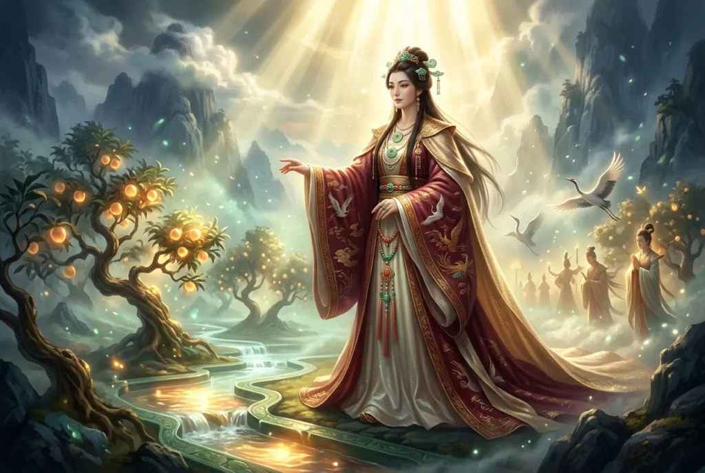 Xiwangmu Reina Madre del Oeste diosa china de la inmortalidad mitología antigua