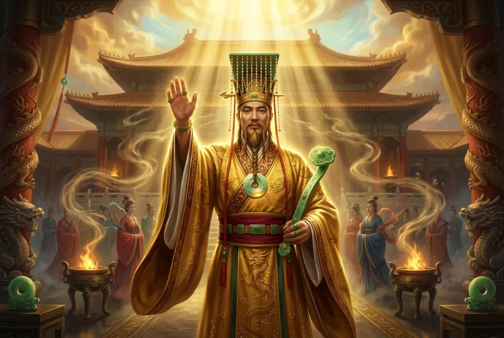 Emperador Amarillo Huangdi mitología china antigua, figura legendaria de los Cinco Emperadores