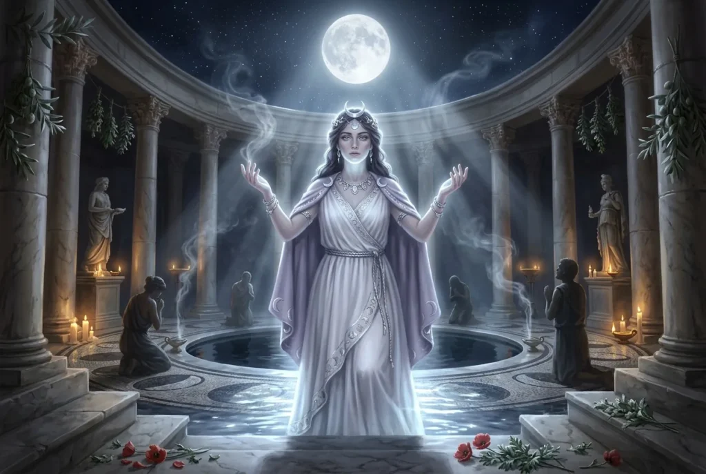 Achelois ninfa lunar griega mitología deidad luna dolor