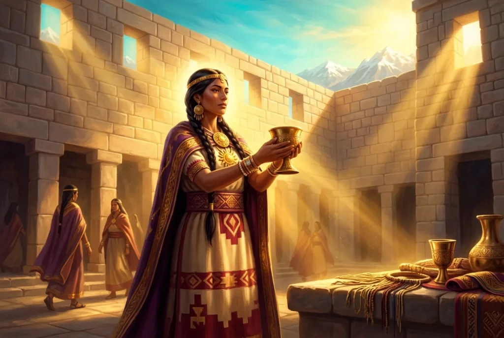 Aclla o Virgen del Sol inca: mujer seleccionada por belleza y pureza en el imperio inca para rituales religiosos