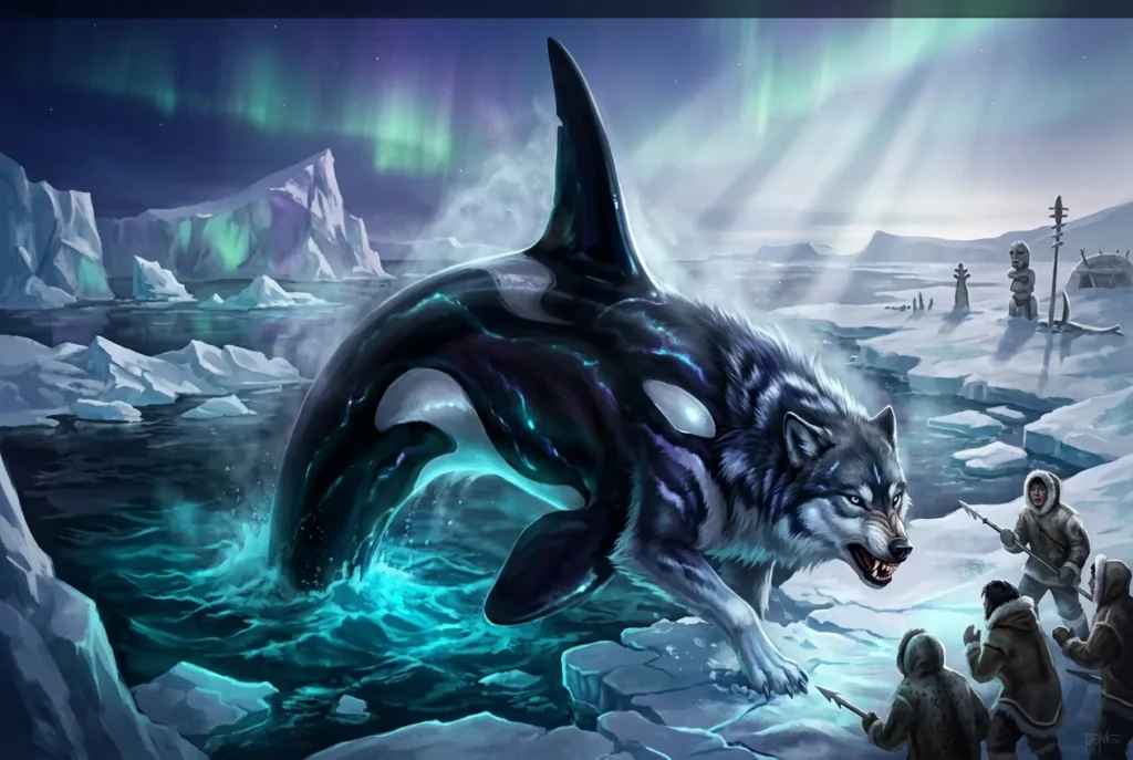 Akhlut criatura mitología inuit orca lobo sobrenatural depredador ártico