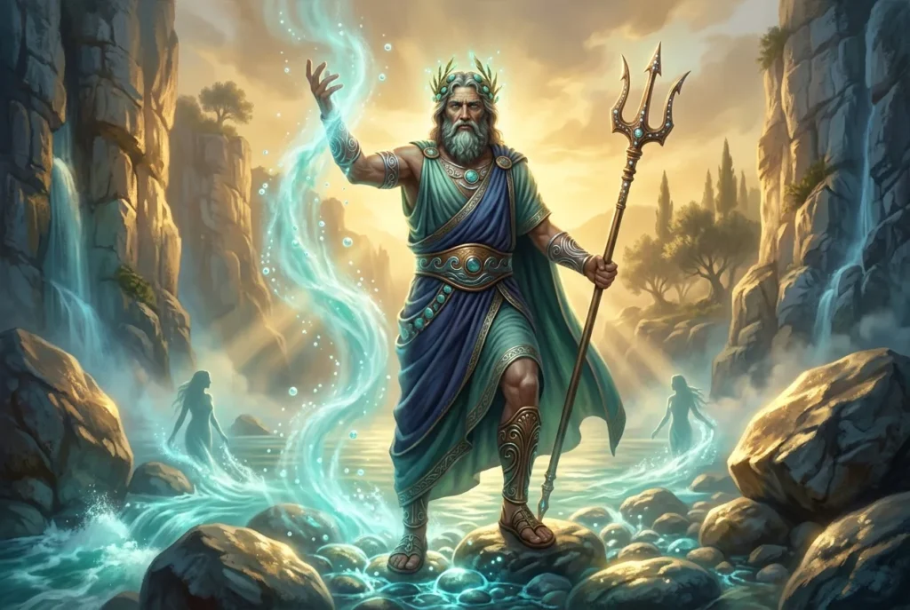 Alpheus, dios río mitología griega antigua, representación divina deidad acuática clásica