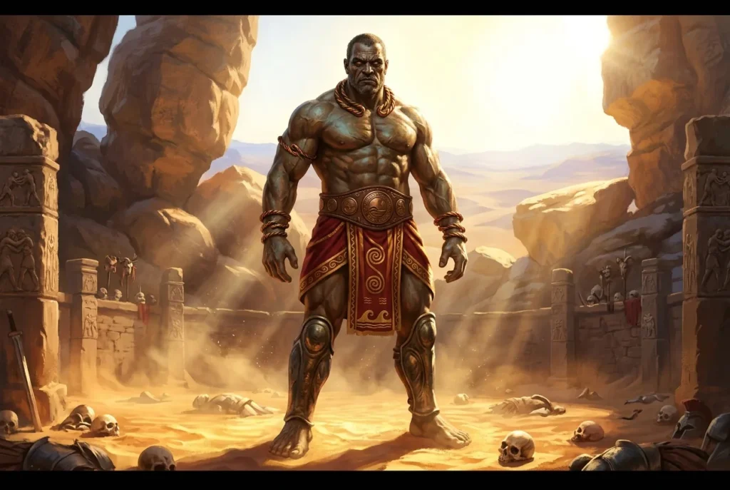 Antaeus gigante mitología griega hijo de Gea Poseidón lucha Heracles