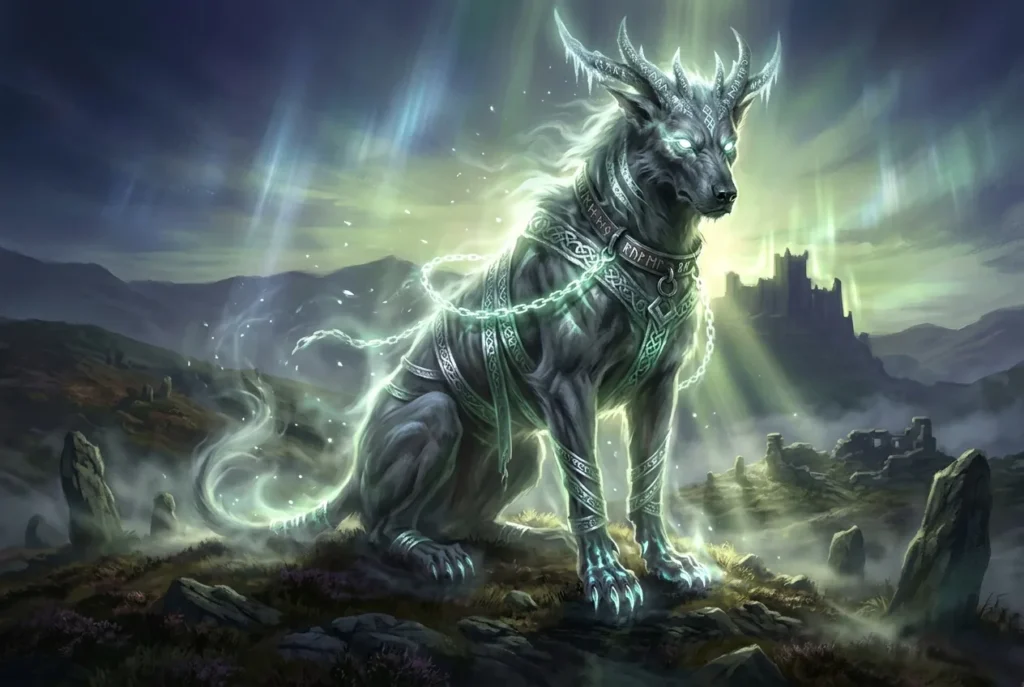 Barghest perro espectral gigantesco del folclore británico mitología yorkshire criatura legendaria