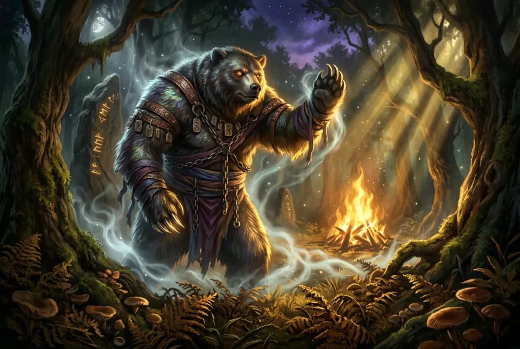 Bugbear criatura legendaria folclore europeo medieval, ser híbrido sobrenatural monstruo oscuro