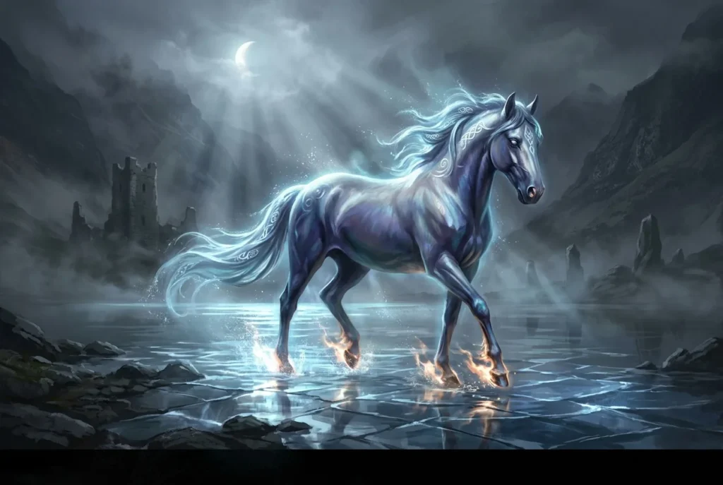 Ceffyl Dŵr caballo de agua mitología galesa criatura sobrenatural lagos