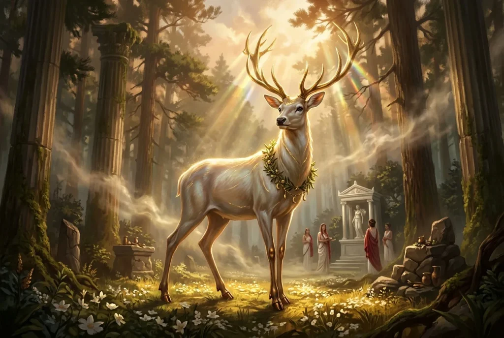 Ciervo de Cerinea mitología griega - Ceryneian Hind sagrado de Artemisa tercer trabajo de Hércules