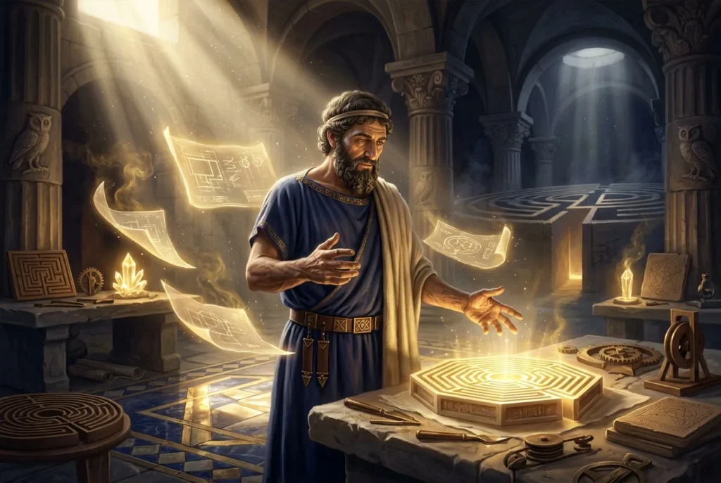 Daidalos el genio artífice de la mitología griega, inventor y arquitecto legendario con sus creaciones