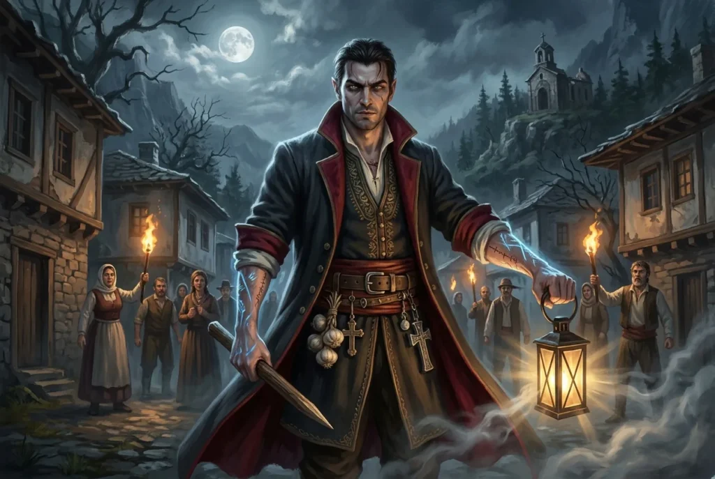 Dhampir, criatura híbrida del folclore europeo, cazador de vampiros del sureste de Europa