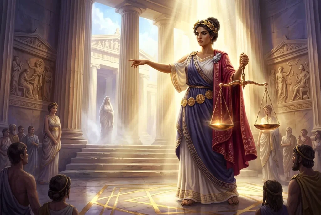 Dike diosa griega de la justicia - hija de Zeus y Themis representando el orden moral