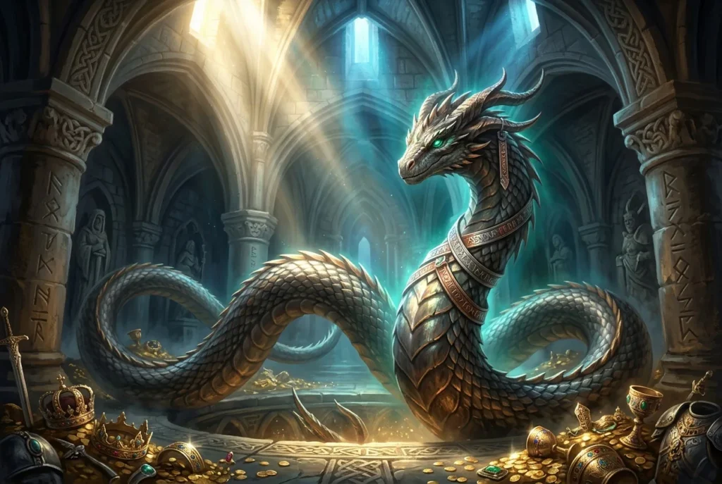 Draecke criatura mitológica europea legendaria dragón ancestral misterioso poder