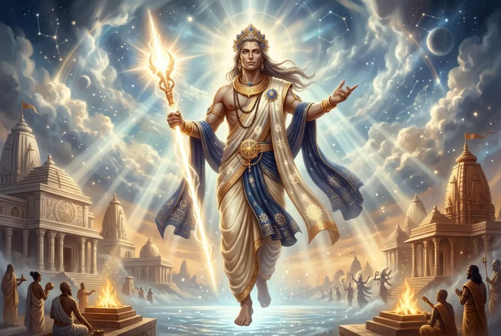Dyaus deidad primordial del cielo en mitología hindú védica, dios indoeuropeo antiguo