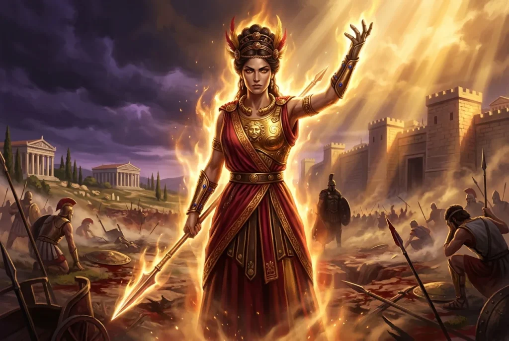 Enyo diosa griega de la guerra y destrucción mitología griega antigua