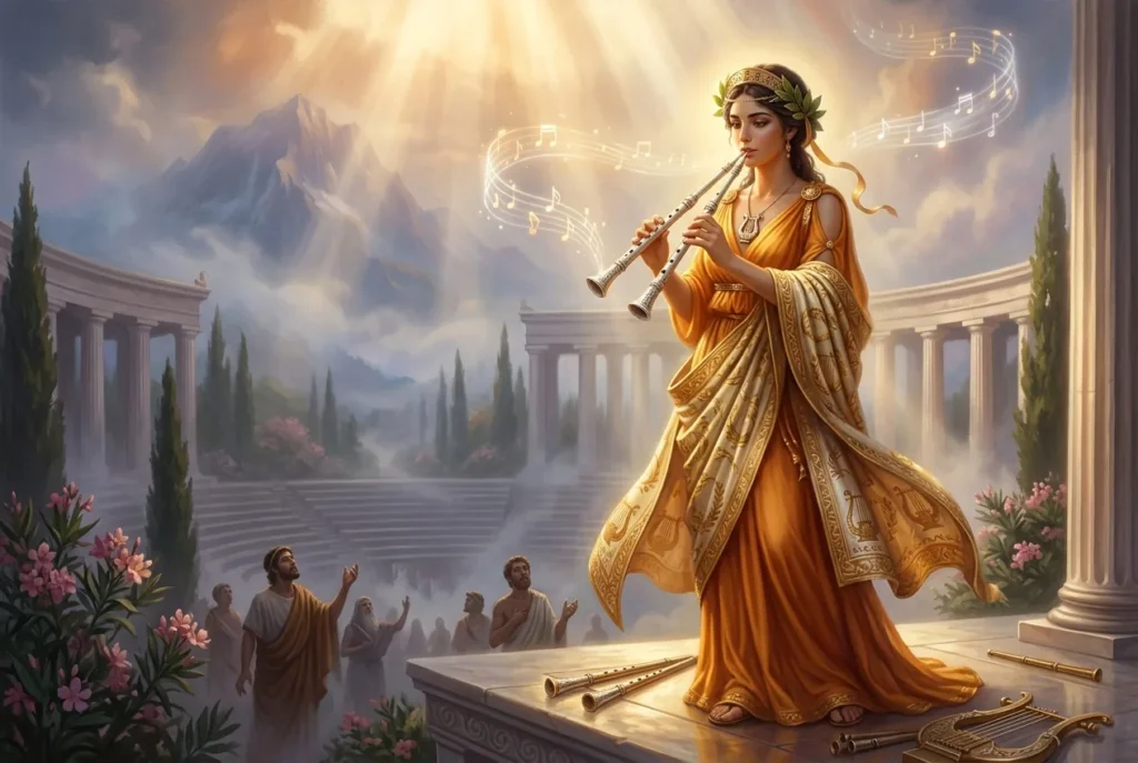 Euterpe musa griega de la música y poesía lírica mitología griega