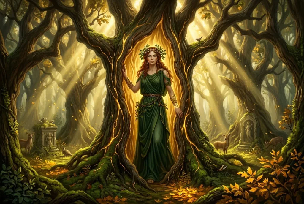 Hamadryad ninfa griega conectada a árbol mitología griega