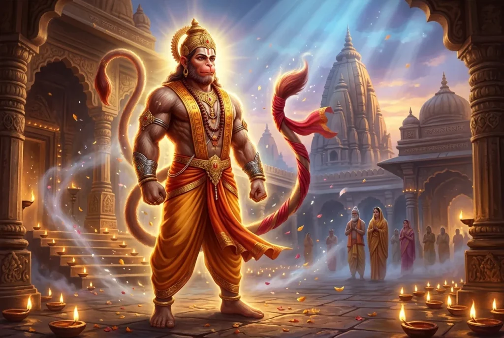 Hanuman el mono-dios de la mitología hindú, símbolo de devoción y fuerza sobrehumana del Ramayana