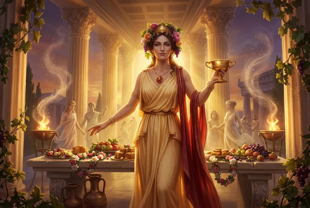 Hedone diosa griega del placer y la felicidad, hija de Eros y Psique en la mitología griega