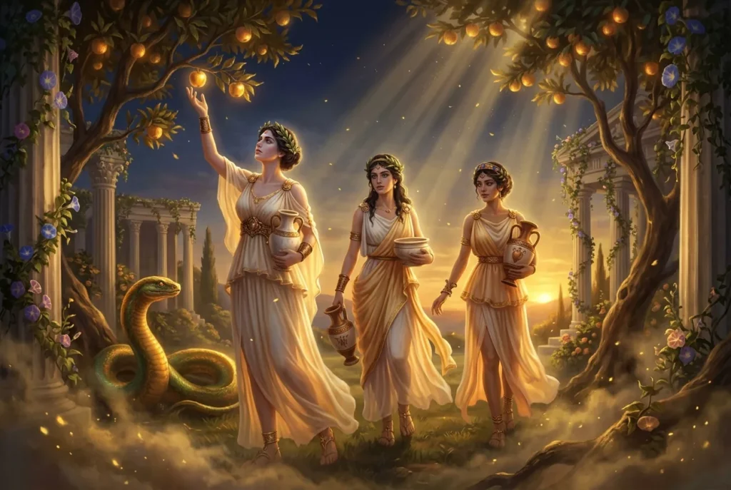 Las Hespérides ninfas mitología griega custodian jardín dorado manzanas inmortales