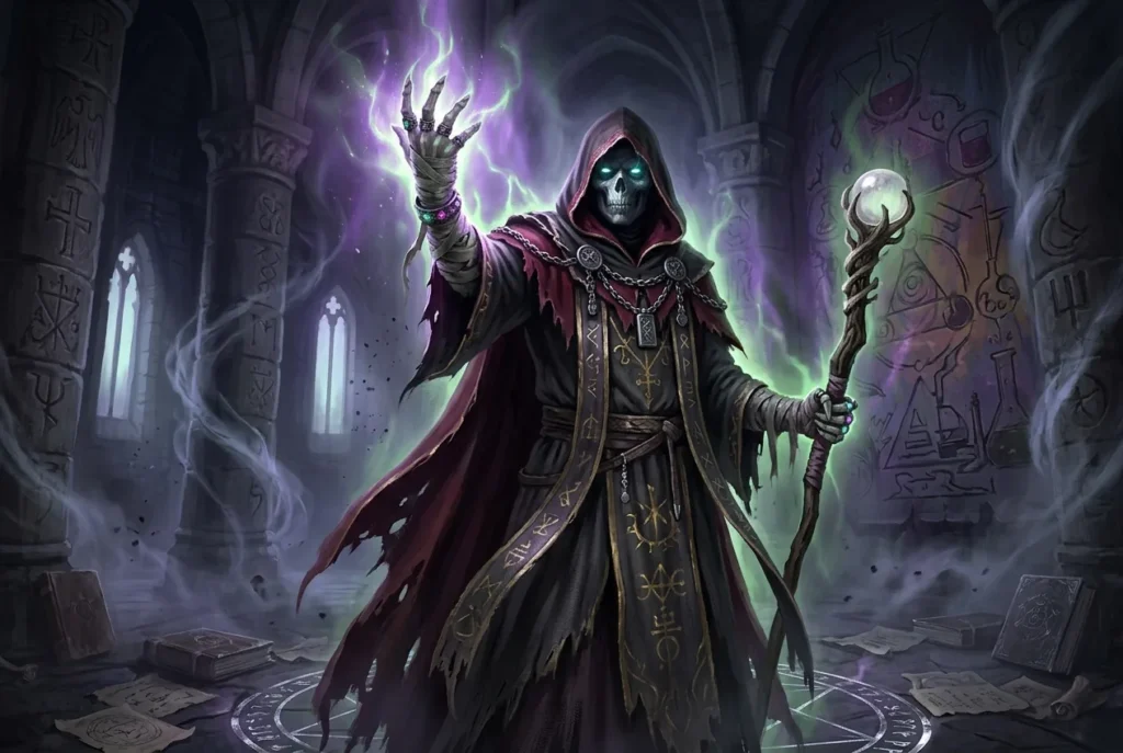 Lich criatura mitología europea oscura mago inmortal no-muerto