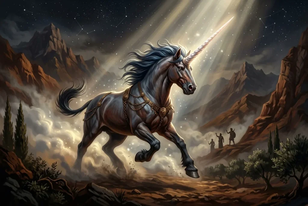 Monoceros criatura mitología griega unicornio un solo cuerno ser mitológico antiguo