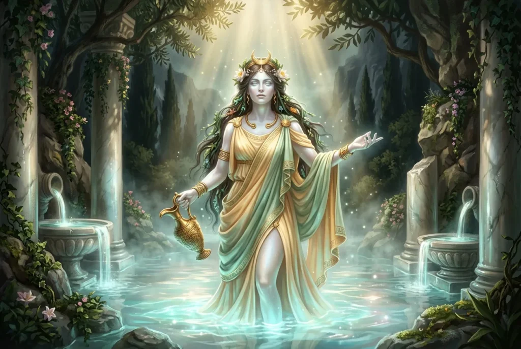 Nymph ninfa mitología griega espíritu de la naturaleza bosque montaña río