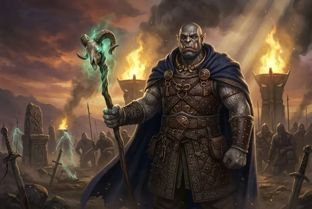 Orc mitología europea - criatura legendaria feroz con características beligerantes de la mitología fantástica
