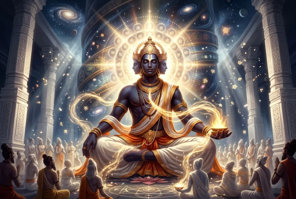 Purusha ser primordial hindú gigante cósmico mitología Rig Veda cosmología antigua
