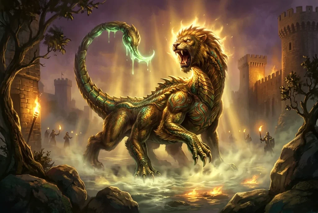 Tarasca criatura mitología europea monstruo legendario con cabeza dragón cuerpo animal