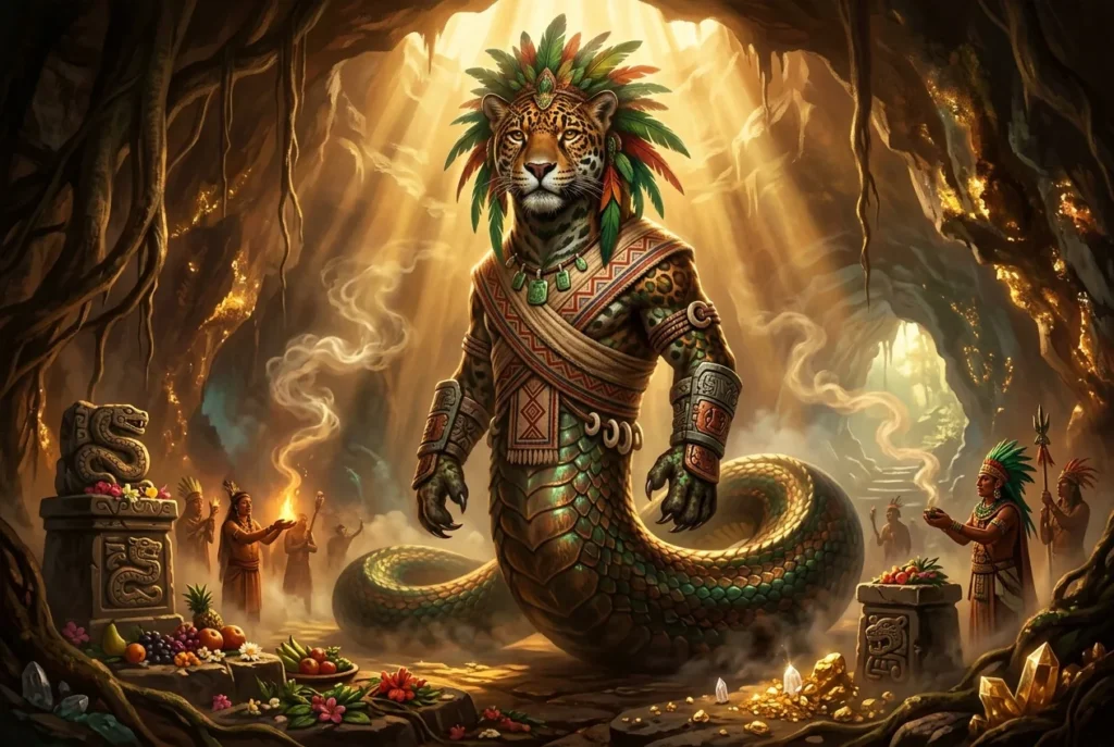 Teju Jagua criatura mitología guaraní híbrido jaguar reptil protector tierra