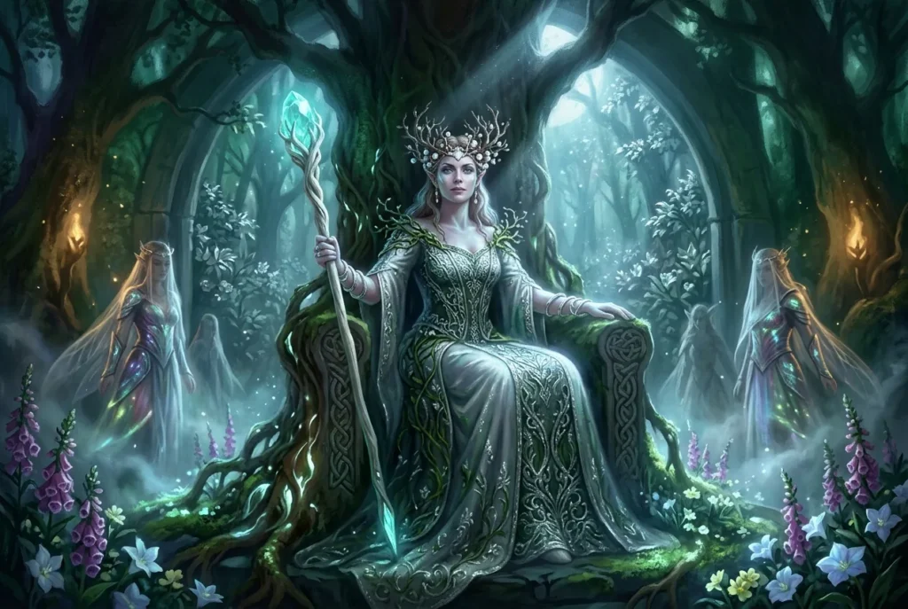 Titania reina de las hadas en la mitología europea, criatura legendaria del folclore celta y tradición feérica