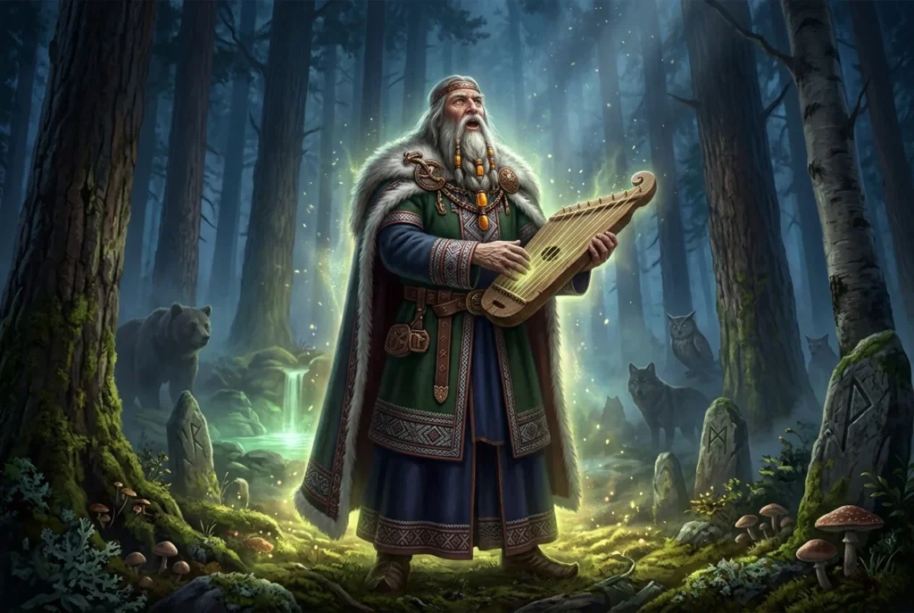 Väinämöinen, sabio bardo de la mitología finlandesa con poderes mágicos del Kalevala