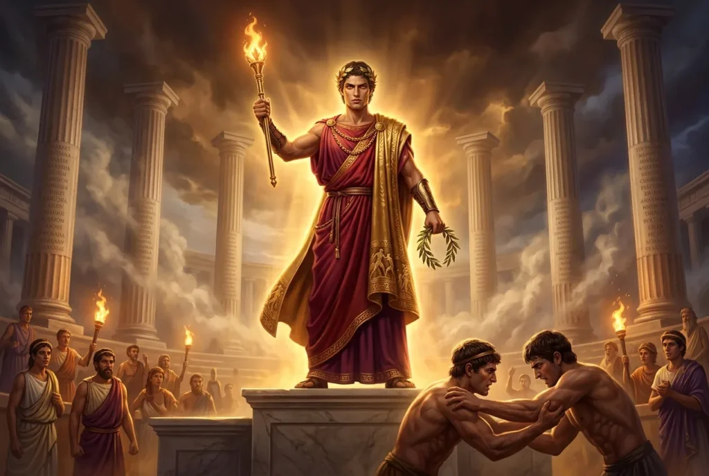 Zelos figura mitología griega personificación celo rivalidad competencia
