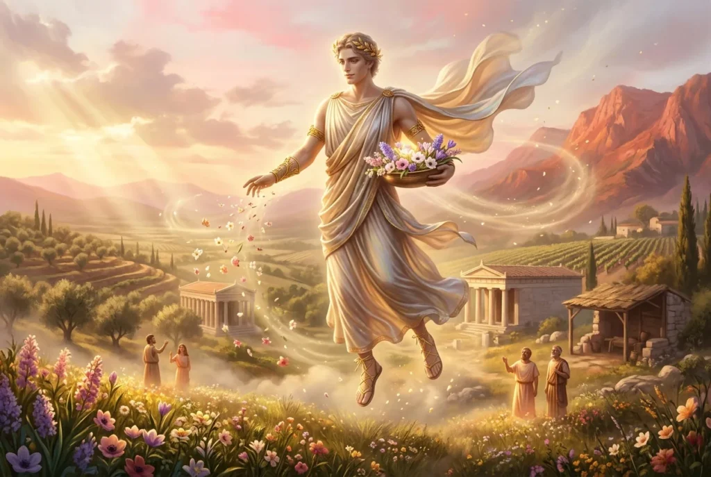 Zephyrus dios griego del viento oeste, Anemoi mitología griega, deidad antigua primavera