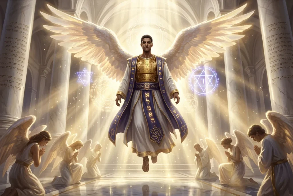Amenadiel, ángel de la tradición judía y jerarquía celestial, representación mitológica