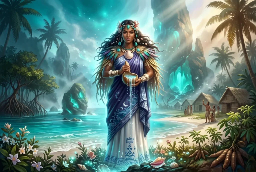 Atabey diosa madre taína del Caribe, deidad suprema del agua y la fertilidad en la mitología caribeña